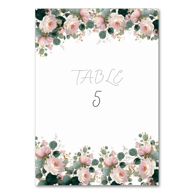 Numéro De Table Rose Rose Garden Eucalyptus Mariage (Par défaut)