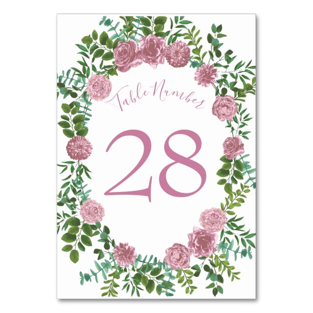 Numéro De Table Rose rose Mariage Floral Pastel Printemps (Dos)