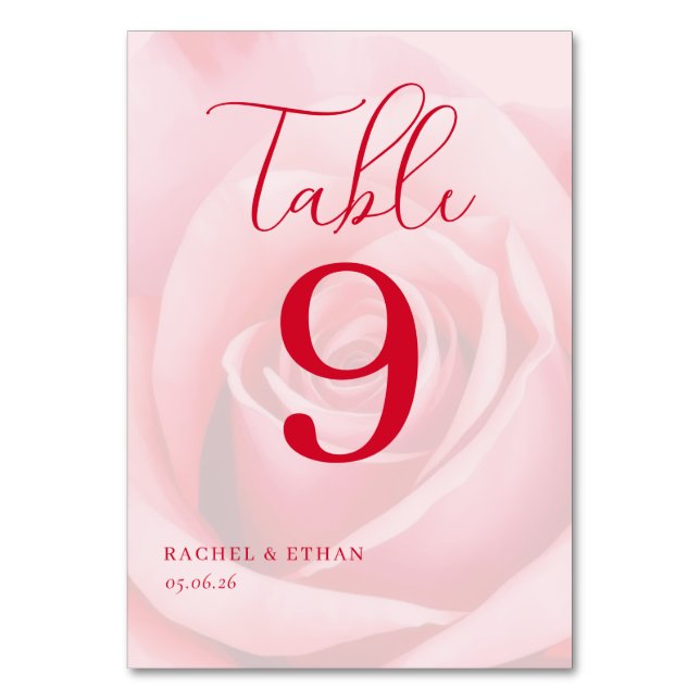 Numéro de table Rose rose romantique (Par défaut)