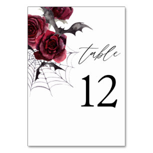 Numéro De Table Rose rouge et chauves-souris Halloween