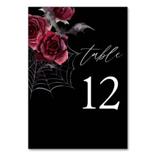 Numéro De Table Rose rouge et chauves-souris Halloween - Noir