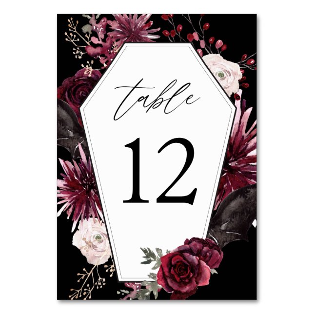Numéro De Table Rose rouge & Halloween floral - noir (Par défaut)