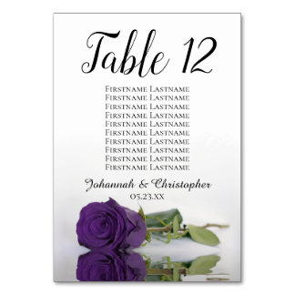 Numéro De Table Rose royal violet élégant tableau de mariage