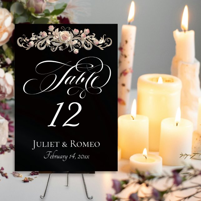 Numéro De Table Rose Scroll - Noir (Créateur téléchargé)