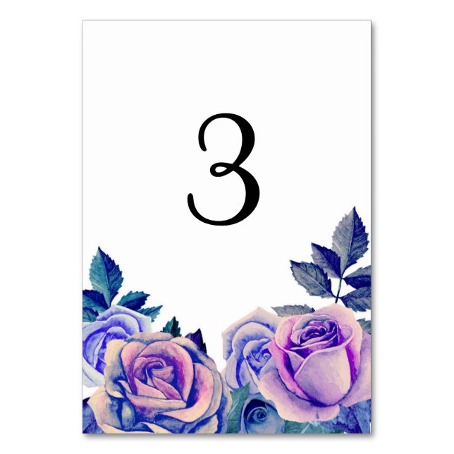 Numéro de table rose violet et bleu. Mariage d'hiv (Par défaut)