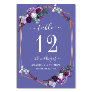 Numéro De Table Rose violet  Gold Frame Mariage