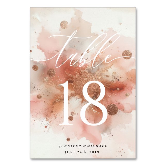 Numéro de table RoseGold Mariage aquarelle (Par défaut)