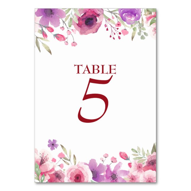 Numéro de table Roses aquarelle 40e anniversaire (Dos)