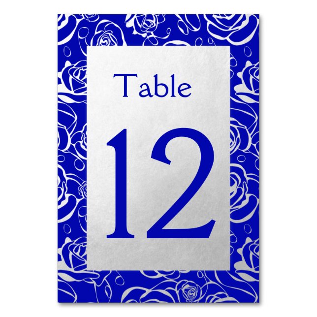 Numéro De Table Roses argentés classiques sur Royal Blue (Par défaut)