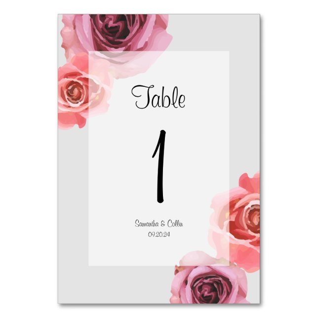 Numéro De Table Roses de printemps gras rose et violet (Par défaut)