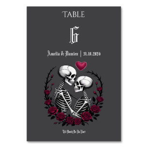 Numéro De Table Roses gothiques jusqu'à la mort Squelette Couple M