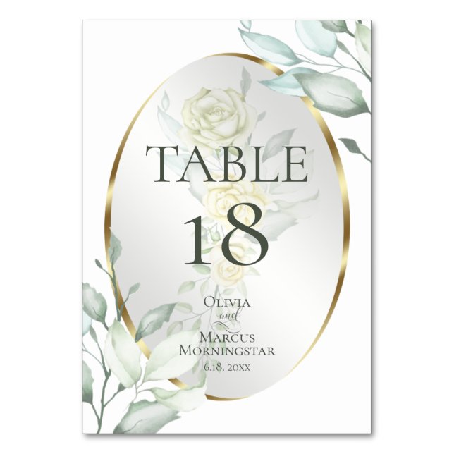 NUMÉRO DE TABLE | Roses Ivory Yellow Blush à l'aqu (Dos)