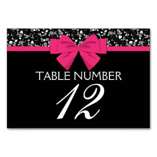 Numéro De Table Roses noires et blanches Bow rose