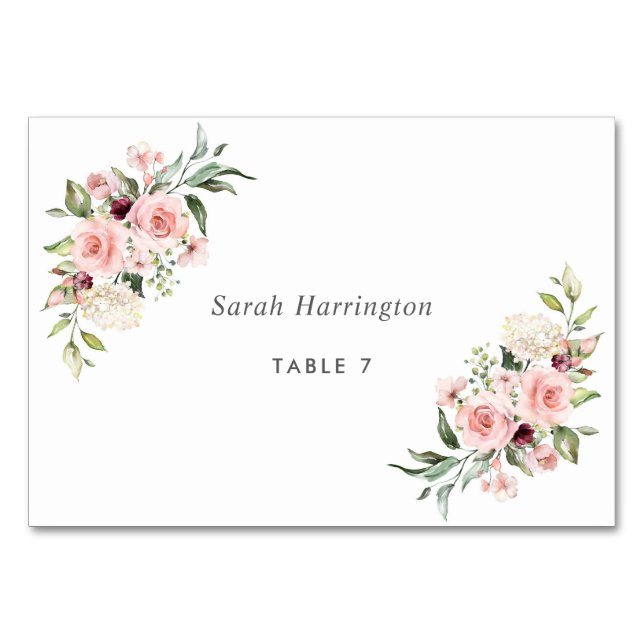 Numéro De Table Roses roses romantiques Dusty Rose Mariage Place C (Dos)