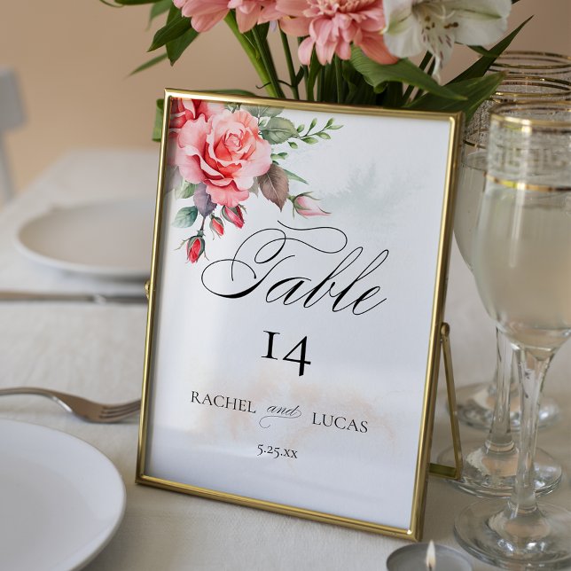 Numéro De Table Roses roses roses roses romantiques (Créateur téléchargé)