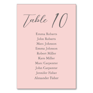 Numéro De Table Rouge grisâtre clair Minimaliste Écriture Mariage