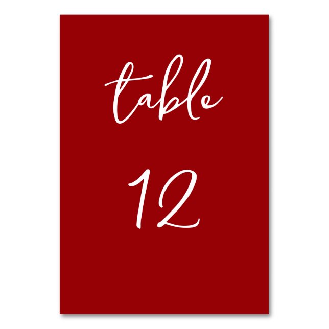 Numéro de table rouge profonde de script minimalis (Par défaut)