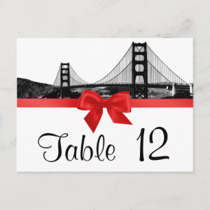 Numéro de table rouge San Fran Skyline Etched BW