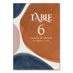 Numéro De Table rouille Abstraite, marine + onglet contemporain ro