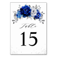 Royal Bleu Blanc Argent Métallique Mariage Floral 