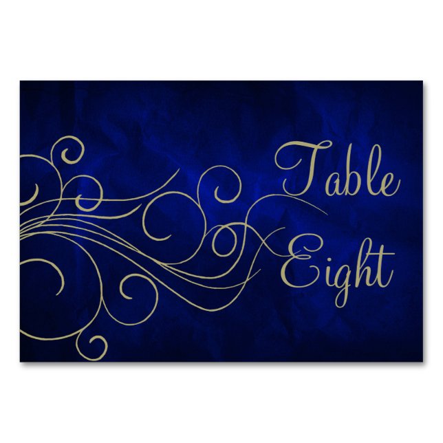 Numéro De Table Royal Blue Elegant Gold (Devant)