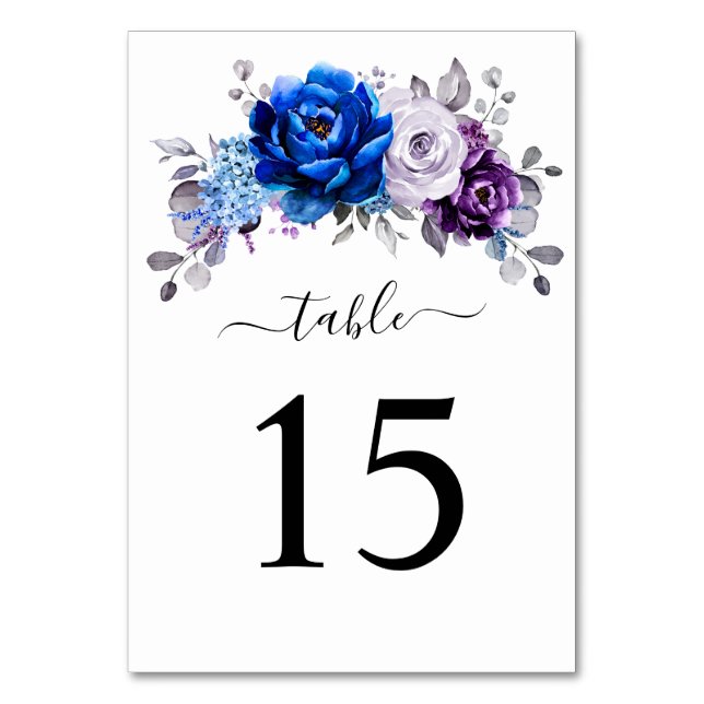 Numéro De Table Royal Blue Purple Navy Lilac Blooms Wedding (Par défaut)