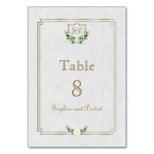 Numéro De Table Royal Gold Crest Lush Greenery Numéro de tableau