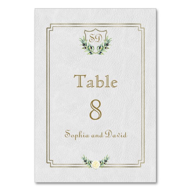 Numéro De Table Royal Gold Crest Lush Greenery Numéro de tableau (Par défaut)