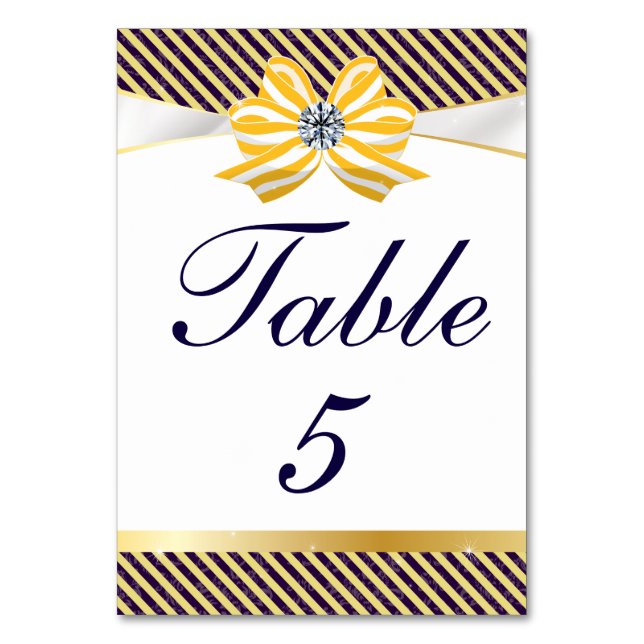Numéro De Table Ruban jaune avec motif Damas Variation (Par défaut)