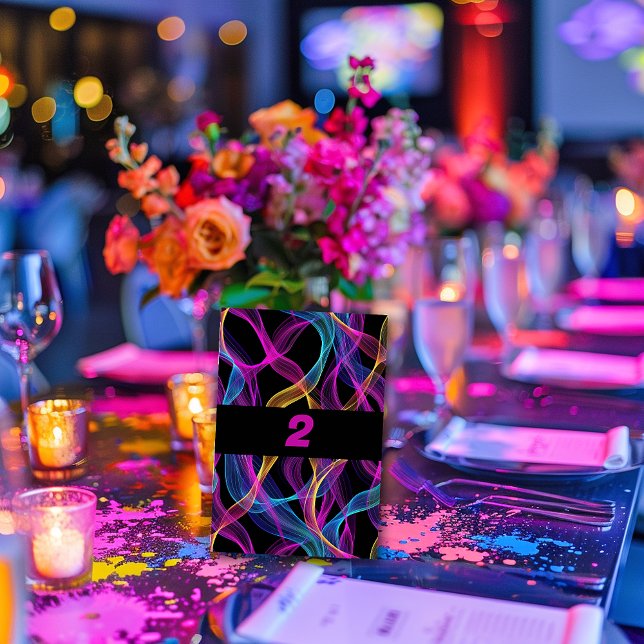 Numéro De Table Rubans Neon Glow, Fleurs (Créateur téléchargé)