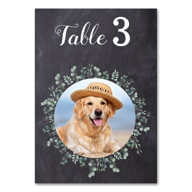 Numéro De Table Russe Chalkboard Eucalyptus Mariage Photo (Dos)