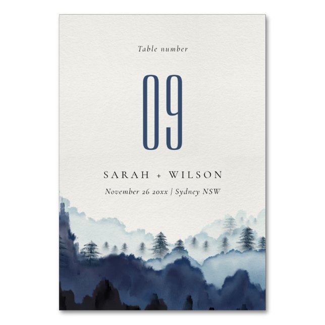 Numéro De Table Russe Encre bleu marine Pine Woods Mariage de mont (Par défaut)