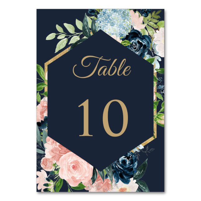 Numéro De Table Russe Marine Blush Gold Floral Mariage géométrique (Par défaut)