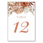 Rust Terracotta Fall Floral Mariage Numéro de tabl