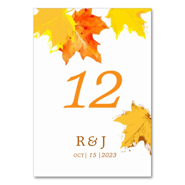 Numéro De Table Rustic Automne automne dans l'amour Mariage Numéro (Dos)