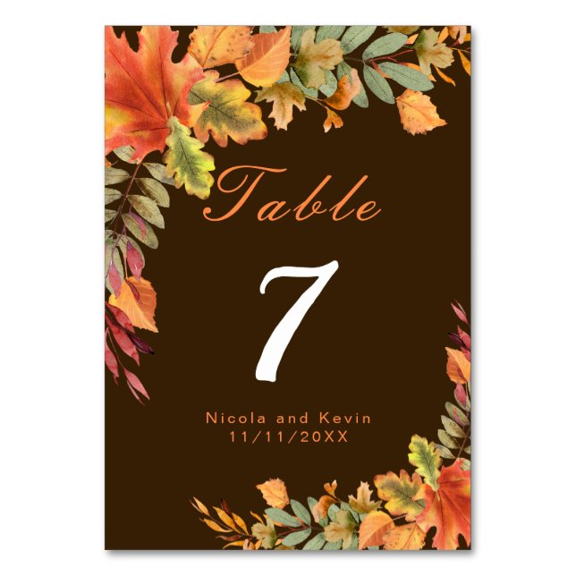 Numéro De Table Rustic Automne Feuilles d'automne Mariage Numéro d (Par défaut)