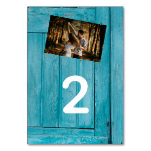 Numéro De Table Rustic Blue Wood 2 Photos Mariage