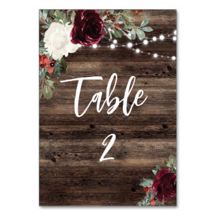 Numéro De Table Rustic Christmas Grange Wood Mariage Numéro de tab