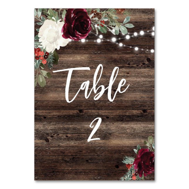 Numéro De Table Rustic Christmas Grange Wood Mariage Numéro de tab (Par défaut)