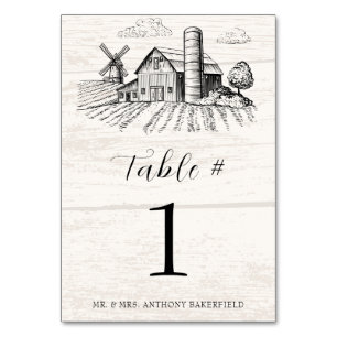 Numéro De Table Rustic Country Western Barn Mariage