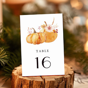 Numéro De Table Rustic Fall Gold Floral Citrouille Mariage