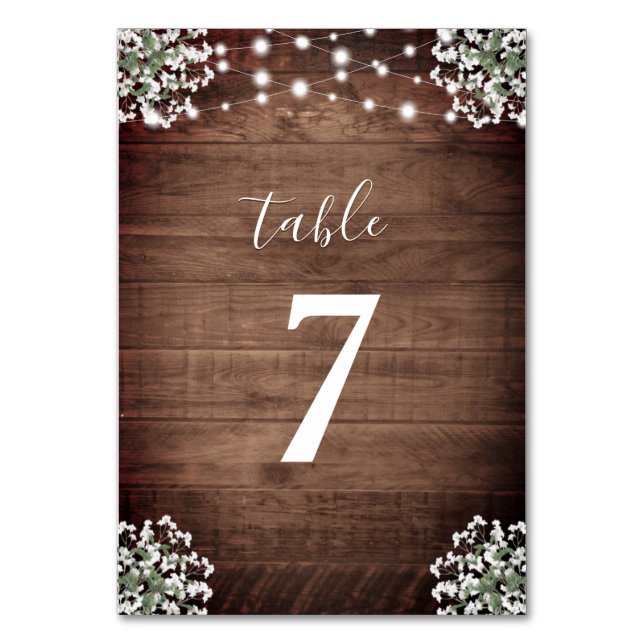 Numéro De Table Rustic Jar Baby's Breath String Mariage (Dos)