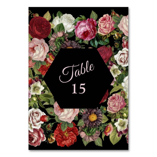 Numéro De Table Rustic Red Pink Floral Greenery Black Party (Par défaut)