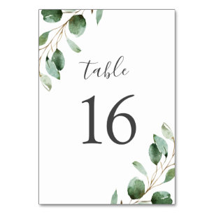 Numéro De Table Rustique aquarelle Eucalyptus Mariage vert