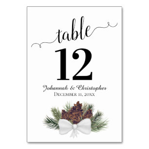 Numéro De Table Rustique Aquarelle Pinecones Mariage élégant