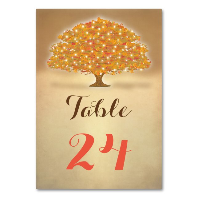 Numéro De Table Rustique Automne Arbre lumières numéros de tableau (Par défaut)