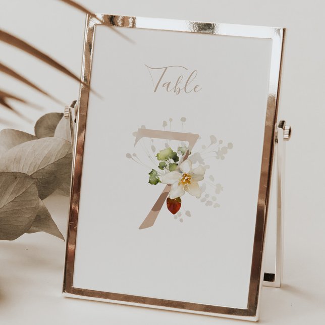 Numéro De Table Rustique Floral manuscrit Script 7 Mariage (Créateur téléchargé)