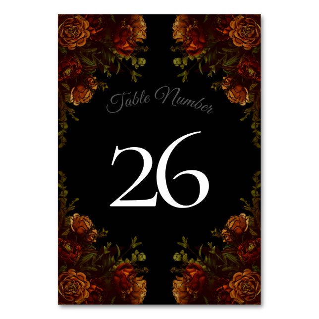 Numéro De Table Rustique Orange Noir Élégant Mariage Invitation (Dos)