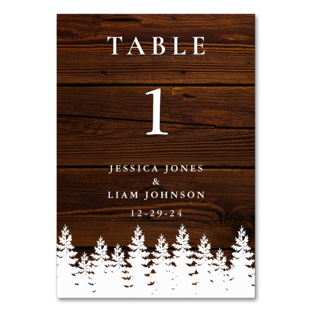 Numéro De Table Rustique Pays Bois Automne Automne Hiver Mariage (Par défaut)