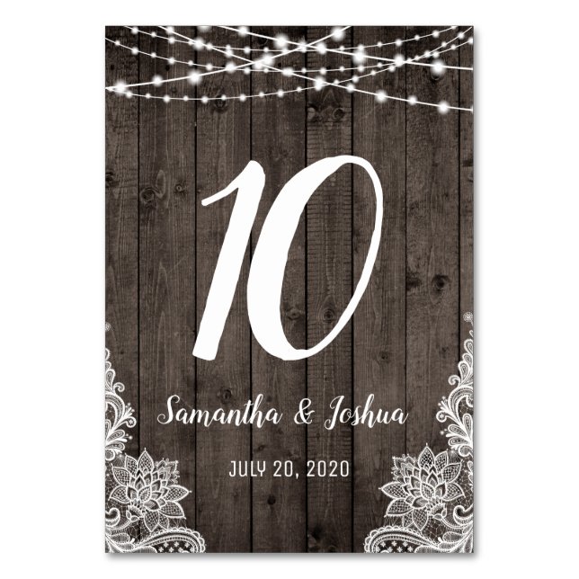 Numéro De Table Rustique Pays Chaîne de bois Lumière Mariage dente (Par défaut)